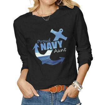 Proud Navy Aunt For Best Us Army Aunty Women Long Sleeve T-shirt | Mazezy