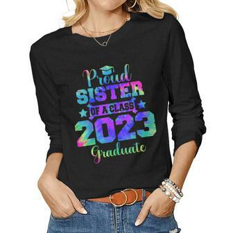 Proud Sister Senior Class Of 2023 School Graduate Family Women Long Sleeve T-shirt | Mazezy
