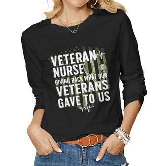 Proud Veteran Nurse Veteran Nursing Women Graphic Long Sleeve T-shirt - Seseable