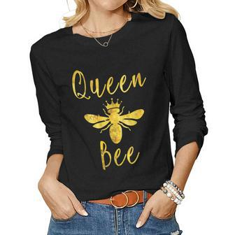 Queen Bee Crown Mom Mommy Grandma Womens Women Long Sleeve T-shirt | Mazezy