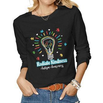 Radiate Kindness Lightbulb Radiate Kindness Teacher Women Long Sleeve T-shirt | Mazezy