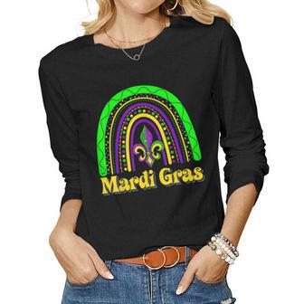 Rainbow Mardi Gras New Orleans Parade Festival Party V2 Women Graphic Long Sleeve T-shirt - Seseable