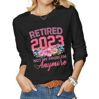 Retired 2023  Retirement Gifts For Women 2023 Cute Pink  Women Graphic Long Sleeve T-shirt