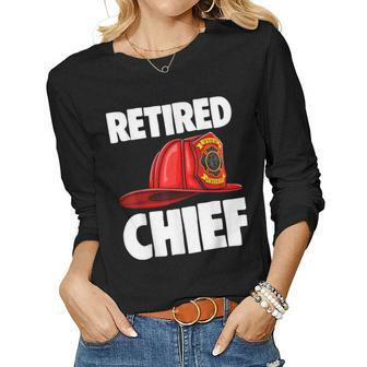 Retired Fire Chief Fire Fighters Love Women Graphic Long Sleeve T-shirt - Seseable