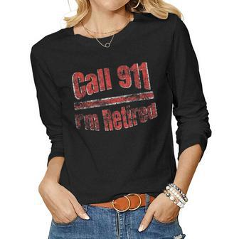 Retired Fire Fighter Retirement Distressed Design Women Graphic Long Sleeve T-shirt - Seseable