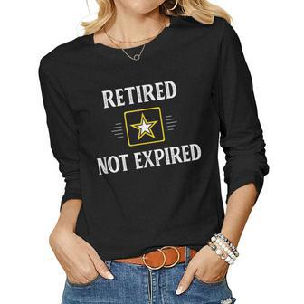 Retired Not Expired Military Army Vintage Style Women Long Sleeve T-shirt | Mazezy
