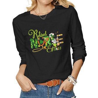 Retirement St Patricks Day Nurse 2023 Nursing Retired 2023 Women Graphic Long Sleeve T-shirt - Seseable