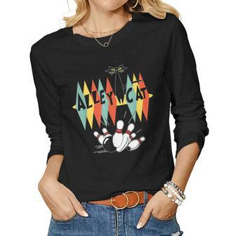 Retro Bowling Vintage Bowler Gifts Vintage Women Graphic Long Sleeve T-shirt - Seseable