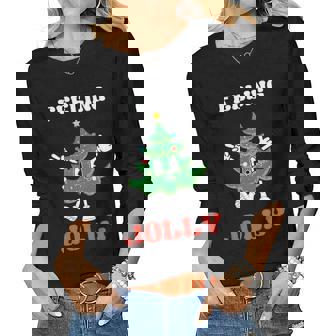 Retro Christmas Feeling Jolly Christmas Tree Women Graphic Long Sleeve T-shirt - Thegiftio