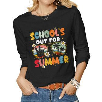 Retro Last Day Of Schools Out For Summer Teacher Boys Girls Women Long Sleeve T-shirt | Mazezy