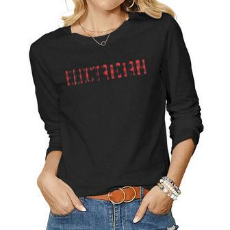 Rockin The Electrician Wife Life Red Paid Women Graphic Long Sleeve T-shirt - Seseable