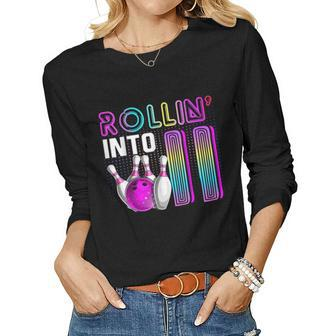 Rollin Into 11 Bowling Birthday Party 11Th Birthday Girls Women Long Sleeve T-shirt | Mazezy