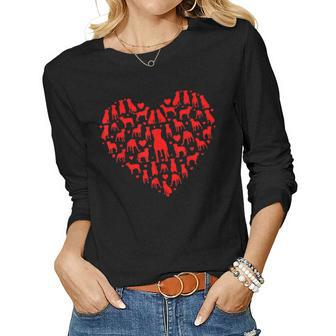 Rottweilers Hearts Love Dog Lover Men Women Valentines Day Women Graphic Long Sleeve T-shirt - Seseable
