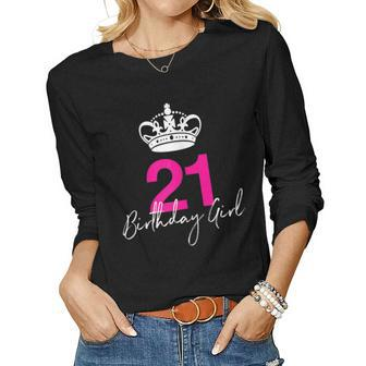 Womens Womens 21St Birthday Tshirt For Her Women Long Sleeve T-shirt | Mazezy