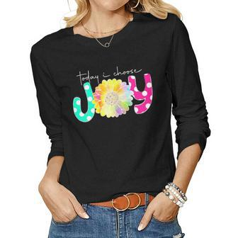 Womens Womens Today I Choose Joy Hawaiian Tropical Hibiscus Flowers Women Long Sleeve T-shirt | Mazezy