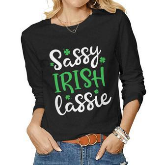 Sassy Irish Lassie T Shirt St Patricks Day Irish Girls Women Women Long Sleeve T-shirt | Mazezy
