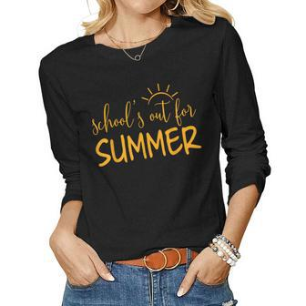 Schools Out For Summer Teacher Summer Last Day Of School Women Graphic Long Sleeve T-shirt - Thegiftio UK