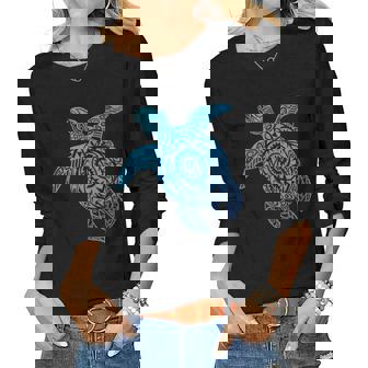 Sea Turtle - Native Hawaiian - Hawaiian Tribal Women Long Sleeve T-shirt | Mazezy