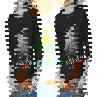 Sea Turtle Planet Love World Environment Earth Day Women Long Sleeve T-shirt | Mazezy