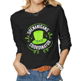 Shenanigans Coordinator St Patricks Day Shamrock Teacher Women Graphic Long Sleeve T-shirt - Seseable