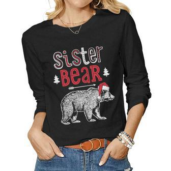 Sister Bear Christmas Santa T Family Matching Pajamas Women Long Sleeve T-shirt | Mazezy