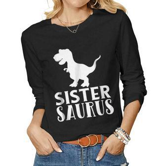 Sister Saurus Matching Dinosaur For Sisters Women Long Sleeve T-shirt | Mazezy