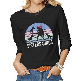 Sister Sis Santa Christmas Xmas Dinosaur 3 Men Women Women Long Sleeve T-shirt | Mazezy