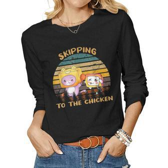 Skipping To The Retro Chicken Lanky Arts Box Videogame Women Long Sleeve T-shirt | Mazezy
