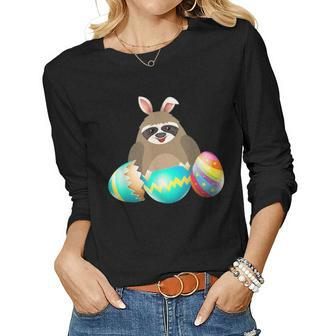 Sloth Easter Egg Bunny Ears Costume Rabbit For Boys Girls Women Graphic Long Sleeve T-shirt - Seseable