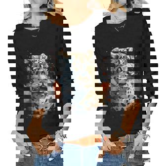 Snow Leopard Animal Retro Style Graphic For Men Women Women Long Sleeve T-shirt | Mazezy
