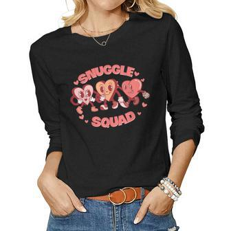 Snuggle Squad Funny Nicu L&D Nurse Happy Valentines Day Women Graphic Long Sleeve T-shirt - Seseable