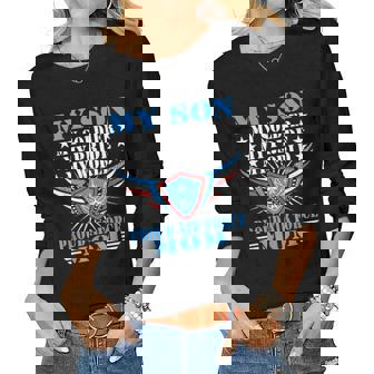 My Son My Soldier My Pride My World Proud Air Force Mom Women Long Sleeve T-shirt | Mazezy