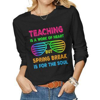 Spring Break Teacher 2023 Retro Spring Break 2023 Women Graphic Long Sleeve T-shirt - Seseable