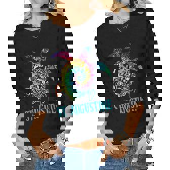 St Augustine Florida Sea Turtle Hibiscus Tie Dye Vacation Women Long Sleeve T-shirt | Mazezy