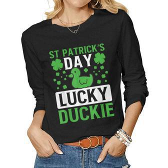 St Patricks Day Lucky Duckie Women Long Sleeve T-shirt | Mazezy CA
