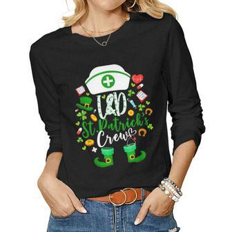 St Patricks Nurse Crew St Patrick Day Labor And Delivery Women Graphic Long Sleeve T-shirt - Thegiftio UK