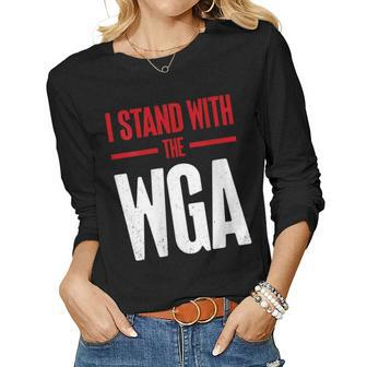 Womens I Stand With The Writers Guild Of America On Strike Wga Women Long Sleeve T-shirt | Mazezy