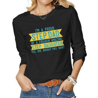Step Dad Fathers Day Step Daughter Women Long Sleeve T-shirt | Mazezy