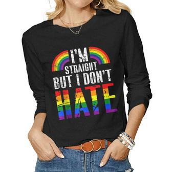 Im Straight But I Dont Hate Rainbow Lgbt Gay Pride Month Women Long Sleeve T-shirt | Mazezy