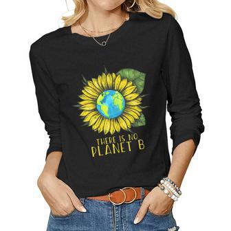 Sunflower Earth T Shirt There Is No Planet B Shirt Earth Day Women Long Sleeve T-shirt | Mazezy
