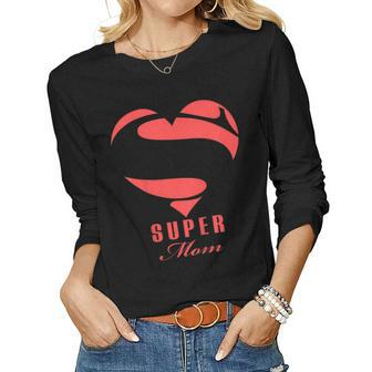 Super Mom Superhero T Shirt Mother Father Day Women Long Sleeve T-shirt | Mazezy