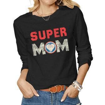 Super Mom Superheroine Mama Mother Heroine Star Sign Women Graphic Long Sleeve T-shirt - Thegiftio UK