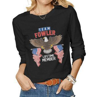Team Fowler Lifetime Member Us Flag Women Graphic Long Sleeve T-shirt - Seseable