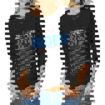Things I Trust More Than Biden Sarcastic And Funny Joe Biden Women Graphic Long Sleeve T-shirt - Seseable