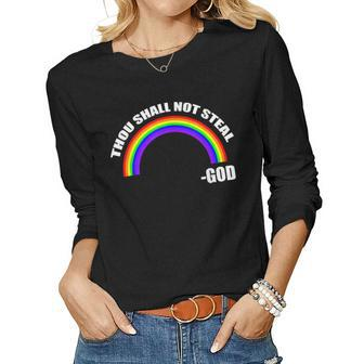 Thou Shall Not Steal - Gods Rainbow Women Long Sleeve T-shirt | Mazezy AU