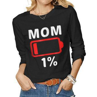 Tired Mom Low Battery Tshirt Women Women Long Sleeve T-shirt | Mazezy AU