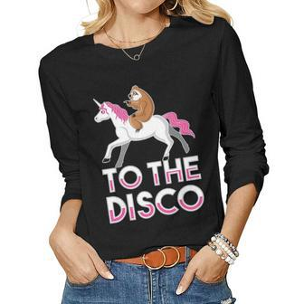To The Disco Funny Sloth And Unicorn Women Graphic Long Sleeve T-shirt - Seseable