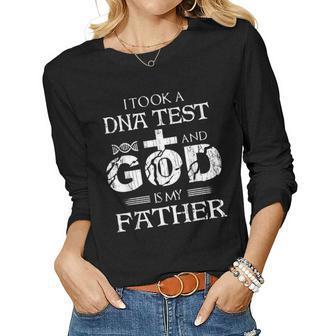 I Took A Dna Test And God Is My Father Christian Women Long Sleeve T-shirt | Mazezy