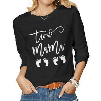 Womens Twin Mama For New Mom Twin Mom To Be Women Long Sleeve T-shirt | Mazezy