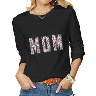 Twin Mom Leopard Floral Twin Mama Mother Of Two Women Long Sleeve T-shirt | Mazezy